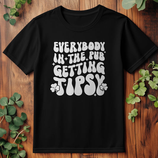 St. Patrick's Day Leprechaun Golden Coin Graphic T-Shirt, Unisex Cotton Casual Round Neck Short Sleeve Tee with Stretch, Black, S-XXXL, Festive Holiday Design made in usa