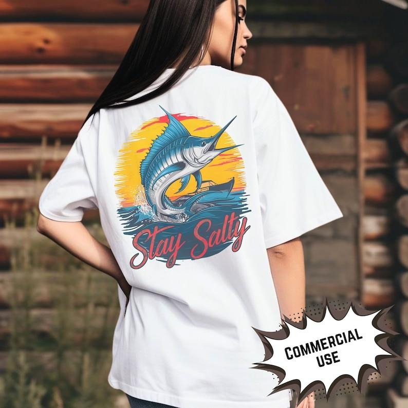 Stay Salty T shirt, MArlin Hoodie, Sea fishing T Shirt, funny fishing Shirt,| sea fishing design, funny sea fishing shirt, Sailfish