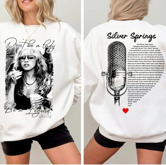 Stevie Vintage T-shirt, Don't Be A Lady Be A Legend 2 Side Sweatshirt, Music Concert Hoodie, Gift For Women and Man Unisex Shirts Womenswear Cotton 2025