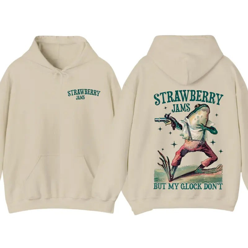 Strawberry Jams But My Glock Don't Vintage Graphic Hoodie Sweatshirt T-Shirt, Gift For Men And Women