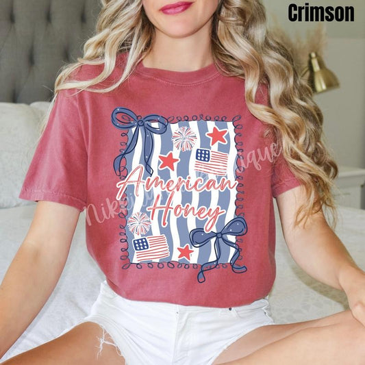 Striped American Honey Comfort Colors T-Shirt 'NLB' Top Womenswear