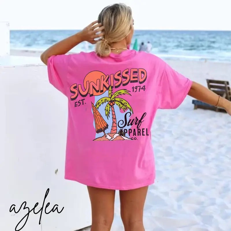 Sunkissed Beach Shirt Coconut Girl Clothes Trendy Summer Tee Surf Tee Oversized Tshirt Graphic Ts Mermaidcore Ocean Insipred Style Surf Top