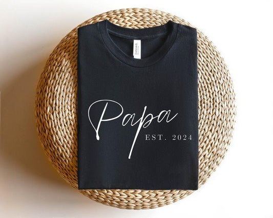 T-shirt for Men, PAPA Est 2024, Fathers Day Gift, Funny Shirt Men, New Papa TShirt, Gift for Dad, Newborn Tee, Anniversary Gift