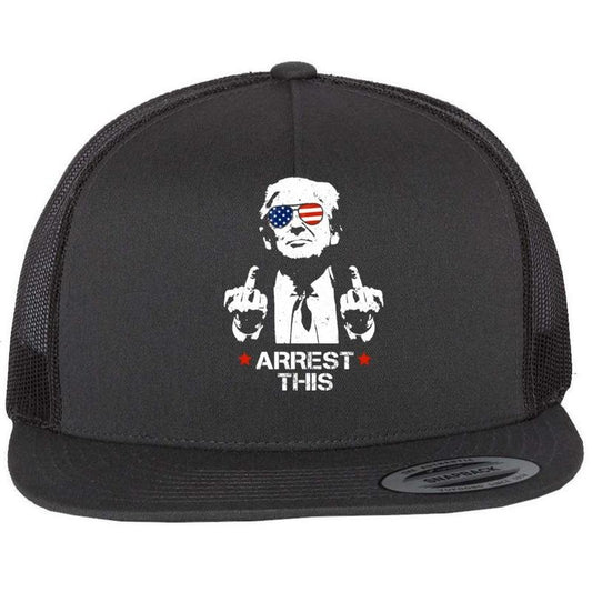 TeeShirtPalace Donald Trump Arrest This Funny 2024 Election Flat Bill Trucker Hat for Men, Bold Design