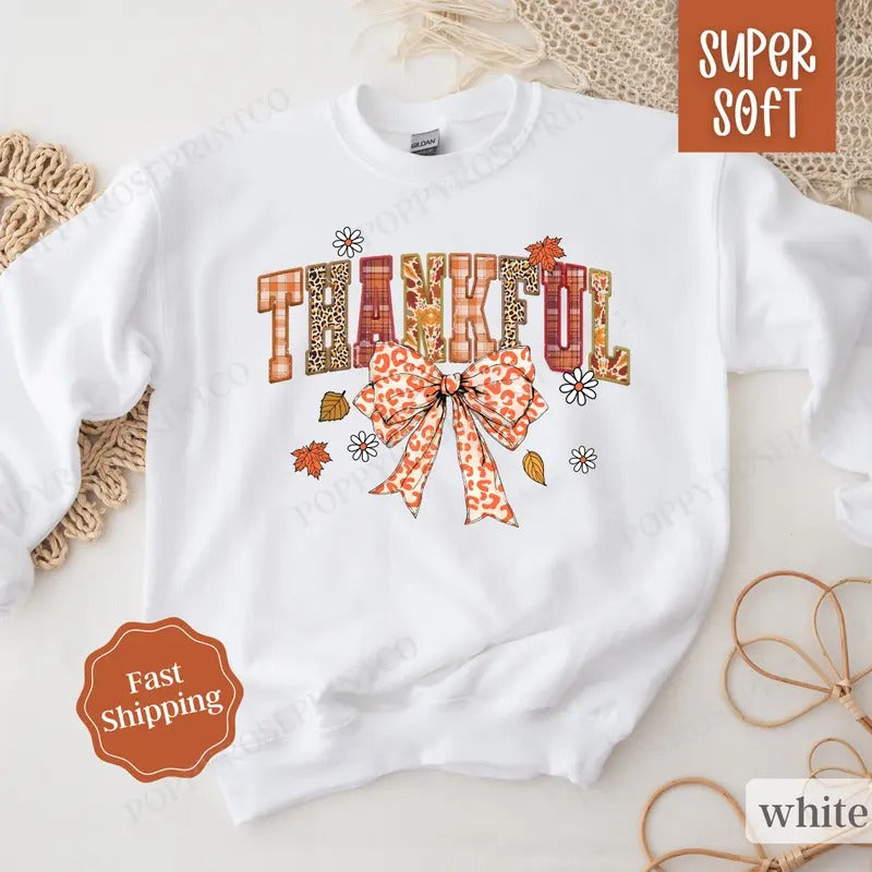 Thankful Sweatshirt, Thanksgiving Sweater, Pumpkin Season Sweater, Comfy Fall Sweatshirt for Women