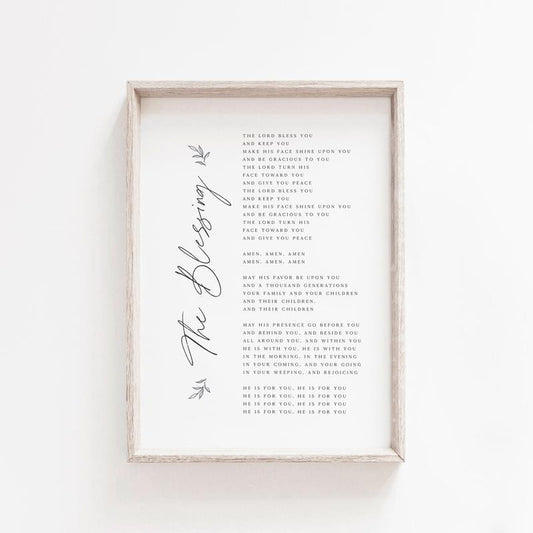 The Blessing Worship Lyrics Wall Art | Numbers 6:24 26 | Christian Home Decor | Minimalist Botanical Line Art Poster Prints No Frame, Gifts For Men Women Bedroom Wall Decor, Modern Wall Art, Gifts For Birthday Artwork Landscape Ornaments Photo