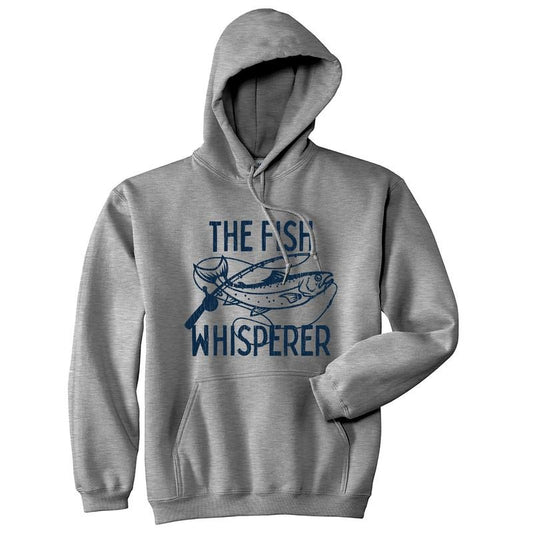 The Fish Whisperer Unisex Hoodie Funny Fishing Lover Gift For Dad Funny Hoodies Fishing Hoodie Novelty Sweatshirt Grey -