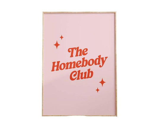 The Homebody Club Print, Trendy Wall Art, Typography Poster, Couch Potato Gift, Aesthetic Wall Art Poster Prints No Frame, Gifts For Girls Bedroom Wall Decor, Wall Art Home Decor, Wall Posters, Gifts For Birthday Christmas Xmas Landscape Photo