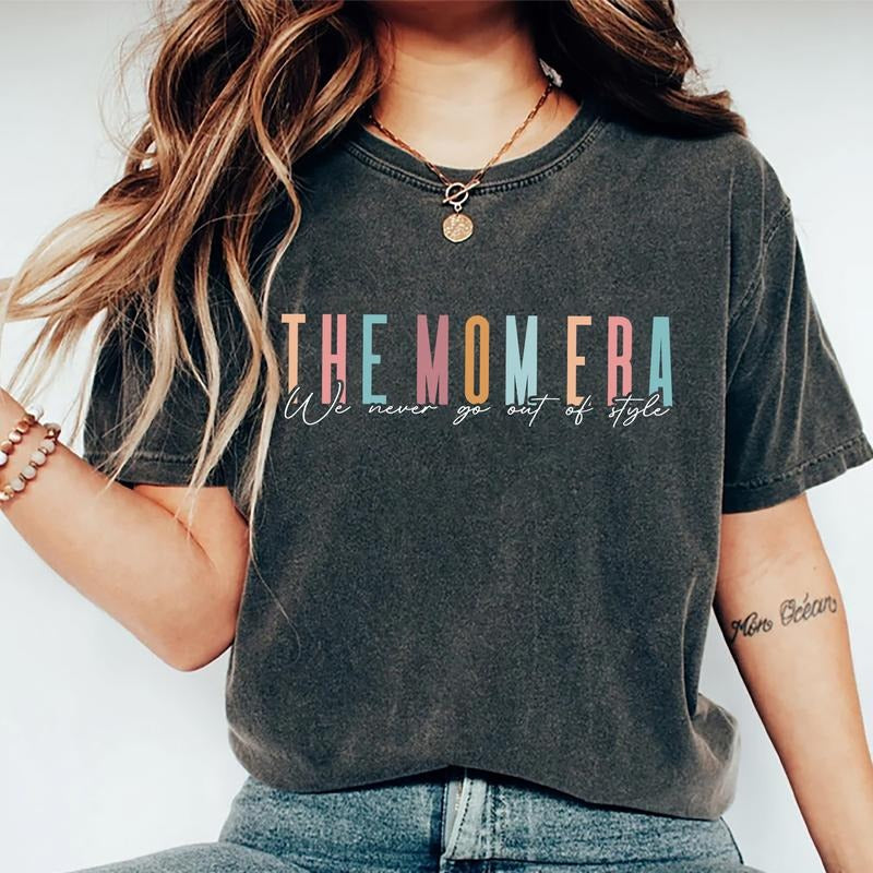 The Mom Era Shirt, Women's Funny Concert Shirt, Funny Mom Graphic Printed Shirt, Mom's Birthday Gift, New Mom Gift, Pregnancy Gift, Wife Gift, Mama Era Comfort Fit Cotton Fabric Womenswear Tops Chic Style