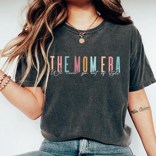 The Mom Era Shirt, Women's Funny Concert Shirt, Funny Mom Graphic Printed Shirt, Mom's Birthday Gift, New Mom Gift, Pregnancy Gift, Wife Gift, Mama Era Comfort Fit Cotton Fabric Womenswear Tops Chic Style