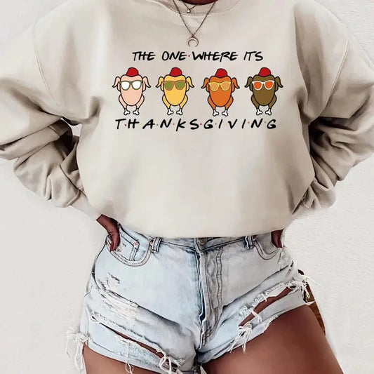 The One Where It's Thanksgiving Shirt, Funny Thanksgiving Sweatshirt, Thanksgiving Friends Tee Shirt, Funny Turkey Sweater, Gift for Holiday