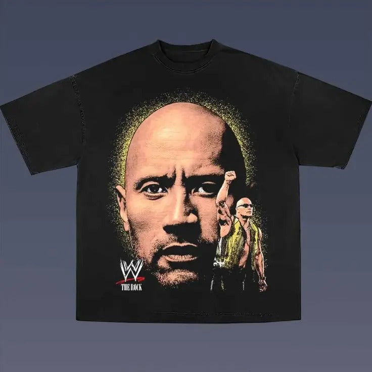 The Rock Vintage Graphic Tees, Wrestling Tshirt, Wrestler T-Shirt, WWE Shirts, Unisex Vacation Outfits Top Menswear Womenswear Streetwearstyle{n002}2