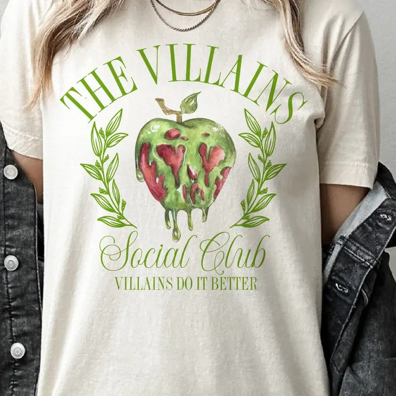 The Villains Social Club Tee Halloween Villains Club Tshirt Villain Tee Villains Do it Better Top Funny Villain Tee Apple Villain T-shirt
