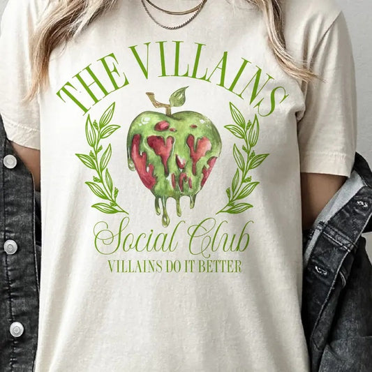 The Villains Social Club Tee Halloween Villains Club Tshirt Villain Tee Villains Do it Better Top Funny Villain Tee Apple Villain T-shirt