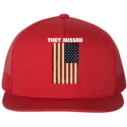 They Missed Trump Rally Shooting Gun Shot Flat Bill Trucker Hat
