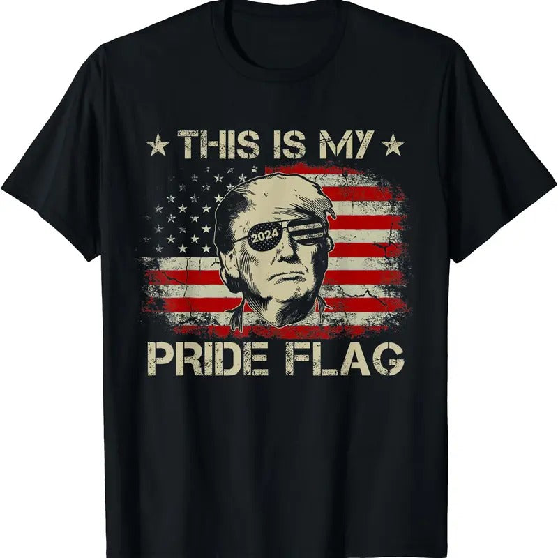 This Is My Pride Flag Trump 2024 American Flag 4th of July T-Shirt | Tee for Men & Women | Cotton