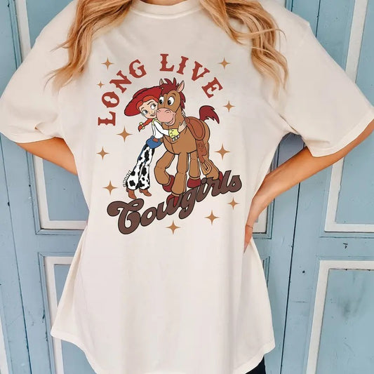 Toyy Story Long live Cowgirls Shirt, Cute Jessie and Bullseye Long Live Cowgirls shirt, WDW Family shirt, Graphic Printed Top, Full Sizes, Full Colors, Tshirt, Sweatshirt, Womenswear