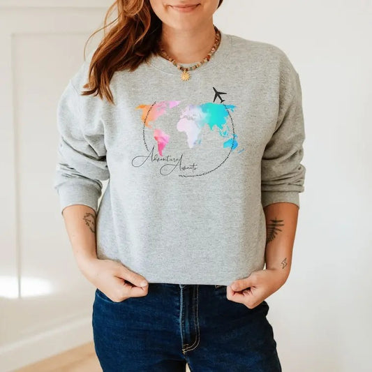 Traveler Sweatshirt, Travel Gift, Vacation Sweatshirt, Travel Lover, World Map Shirt, Airplane Mode Shirt, Exchange Student, Wanderlust Tee