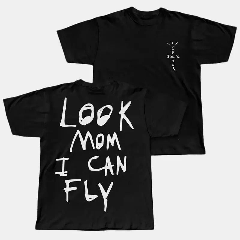 Travis Cactus Look Mom I Can Fly Graphic Shirt, Rapper Shirt Rap Tee Hip Hop Shirt, Music Tour Merch Gift For Him, Gift For Her, Vintage Y2K Tee Crewneck Cotton Streetwear