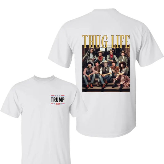 Trum Thug Life Shirt, Trum 2024 Shirt, Trum Vanc Shirt, Unisex Classic Cotton Tee with 2 side Graphic Print in All Sizes, For Men, For Women
