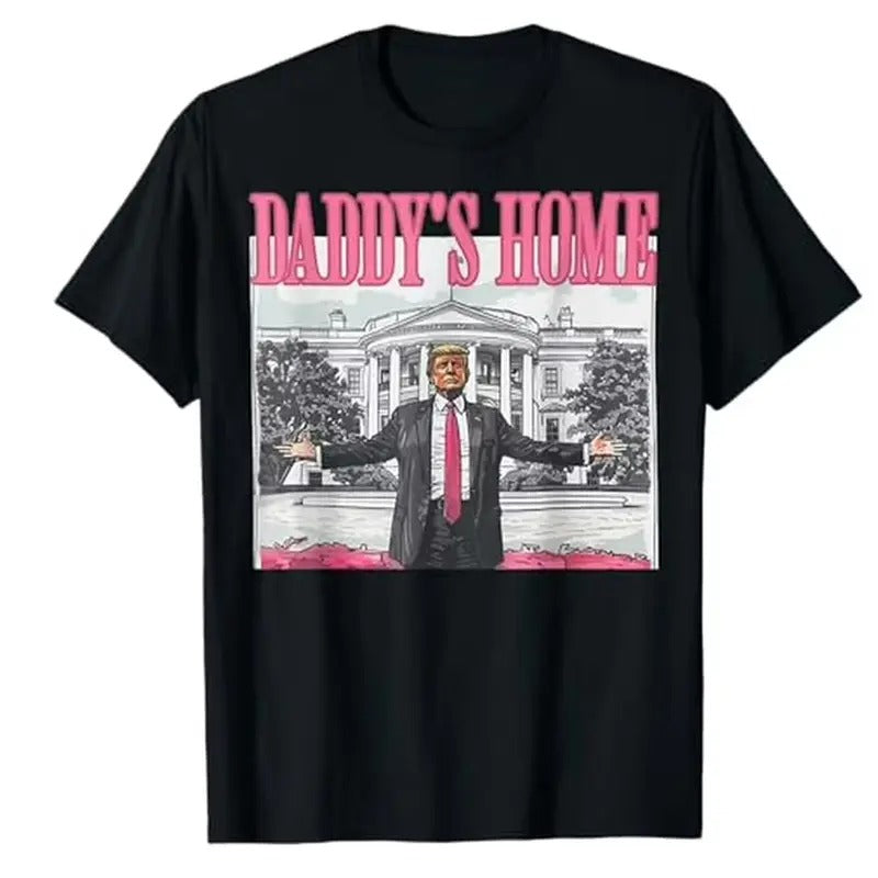 Trump 2024 Take America Back, Daddy's Home Trump Pink 2024 T-ShirtT-Shirt Graphic Tee Tops Underwear Crewneck Menswear T Shirt