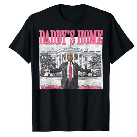 Trump 2024 Take America Back, Daddy's Home Trump Pink 2024 T-ShirtT-Shirt Graphic Tee Tops Underwear Crewneck Menswear T Shirt
