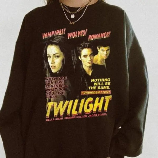 Twilight Saga Shirt, Vampire Wolf Romance Shirt, Graphic Sweatshirt, Ed and Bella Sweatshirt, Twilight Movies Graphic Tee For Movie Lovers Menswear Sweatshirt