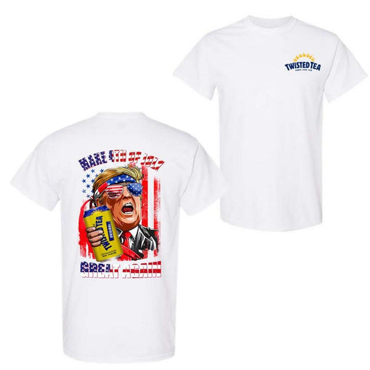 Twisted Tea Make 4th of July Great Again 2 Sided T-Shirt, Patriotic Beer Graphic Tee, Trendy Casual Wear, Perfect Gift for Him and Her