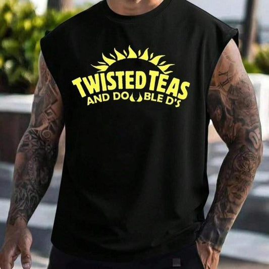 Twistedteast Round Neck Tank Top  Round Neck Tank Top, Regular Fit Graphic Casual Top for Summer, Men's Top for Daily Wear