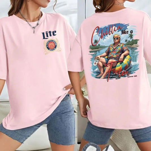 Two Side Chillin with Lite Beer Like A Fel0n Summer 2024 Shirt, Chillin 2024 Shirt, Great Maga King, USA Patriotic