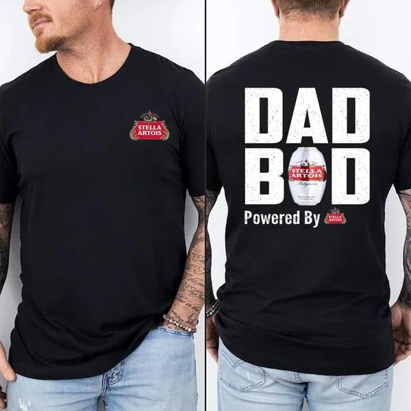 Two-sided Dad Bob Powered By Stella Artois T-shirts, Father's Day Gifts, Doodlebob Papa Tee, Funny Summer Graphic Tee, Trendy Outdoors Beer Lover Sweatshirt, Unisex Hoodie