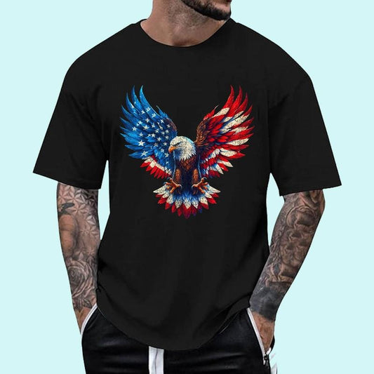 [Unisex Cotton Shirt] American Flag Bald Eagle Patriotic Eagle 4th of July USA T-Shirt
