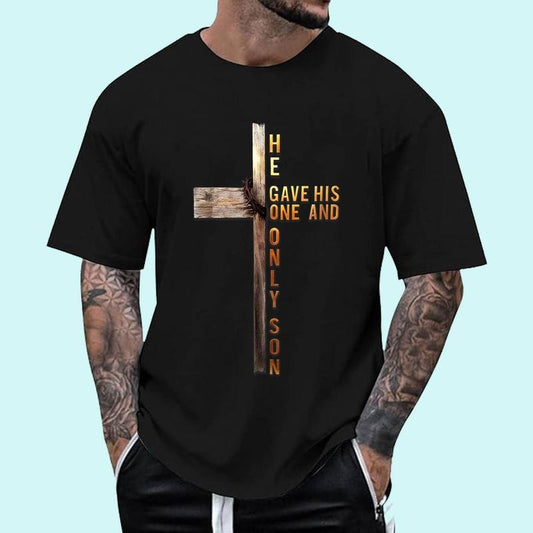 [Unisex Cotton Shirt] Christian Cross Bible John 316 Reflection T-Shirt