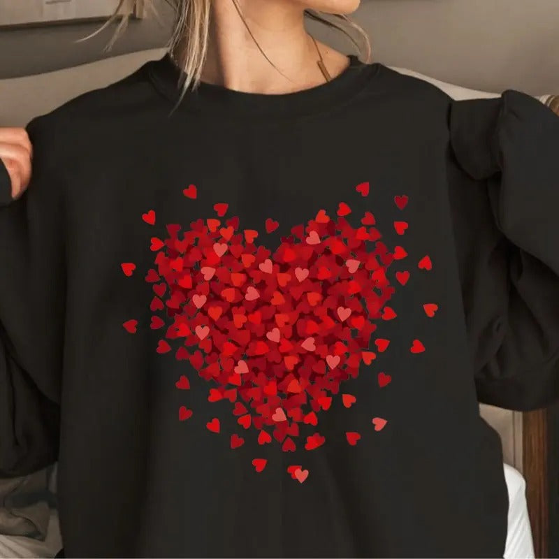 Valentines Day Sweatshirt, Valentines Day Shirt For Women, 3D Heart Design Shirt, Cute Valentine Tee, Valentines Gift