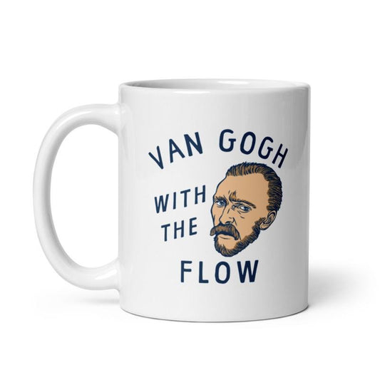 Van Gogh With The Flow Mug Funny Painter Vincent Artist Cup-11oz Funny Coffee Mugs Ceramic Printed Drinkware Cup