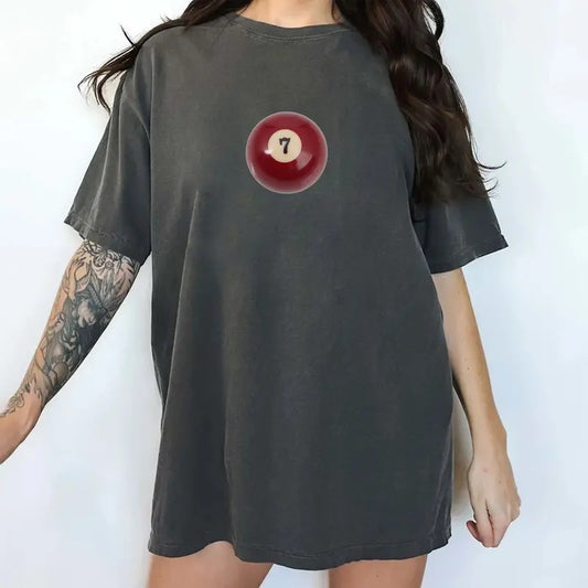 Vintage 7 Ball Shirt, Retro Billiard Lovers Shirt, Y2k 7 Ball 90s Vintage Graphic Printed Tee, Retro 7 Ball T-Shirts, 7 Ball Billiard Lucky Tee, Gifts for Women, Comfy Oversized Graphic Tee, Aesthetic Tops For Women, Comfort Cotton Chic Style Womenswear