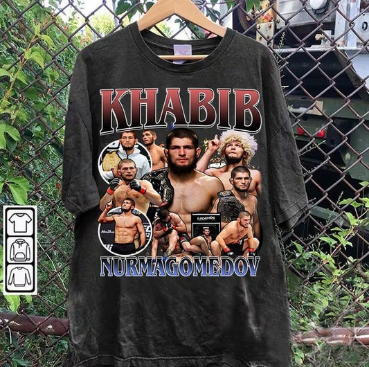 Vintage 90s Graphic Style Khabib Nurmagomedov T-shirt - Khabib Nurmagomedov T-shirt - Retro Mixed Martial Artist Tee For Man and Woman-1