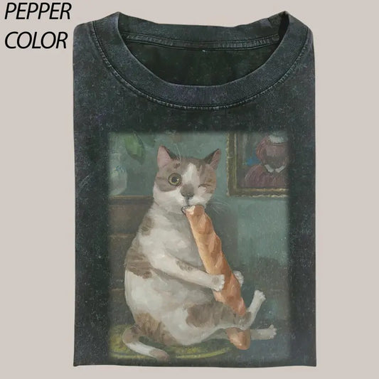 Vintage Cat Eat Graphic T-shirt, Funny Cat eat Hot Dogs, Funny Cat Meme Shirt, graphic, Funny Unisex T-shirt, meme shirts, clothing Menswear Top