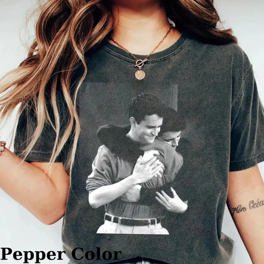 Vintage Chandler Bing and Joey Tribbiani Hugging Graphic Tee - Friends Sitcom Shirt - Movie Shirt - Top, Menswear Tshirt Streetwear