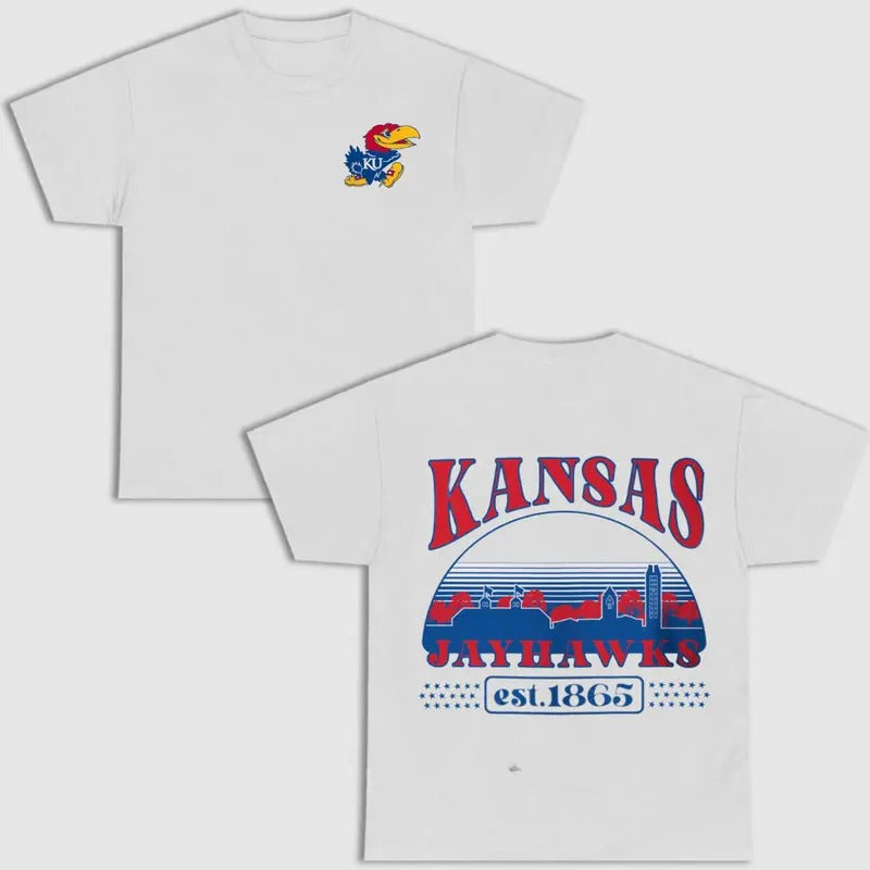 Vintage Kansas Jayhawks Football 2 Side T-shirt, NCAA Shirt, Vintage Football Shirt Top Classic Menswear