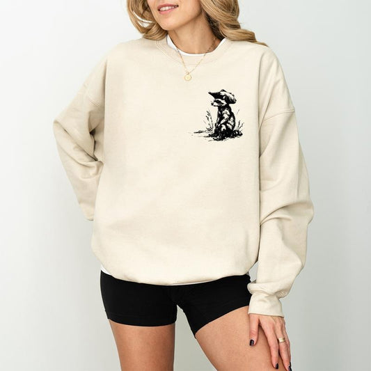 Vintage Raccoon Cowboy Shirt Sweatshirt - Perfect Gift for Animal Lovers, Sitting Raccoon Tee, Western Racoon T-Shirt, Raccoon Cowboy Hat Funny Raccoon