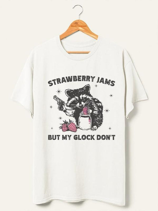 Vintage Strawberry Jams But My Glock Dont T-Shirt - Sweatshirt - Hoodie, Drinking Graphic Tee, Trendy Shirt - Unisex Shirt Graphic Tees For Men And Women - Gifts For All