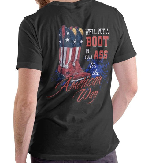 WE'LL PUT A BOOT, THE AMERICAN WAY T Shirt, Unisex Cotton Graphic T Shirt