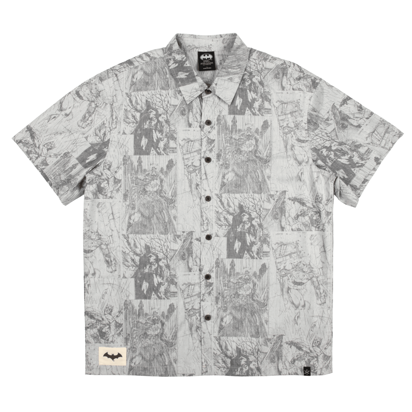 Batman Woven All Over Comic Print Button-Down Shirt