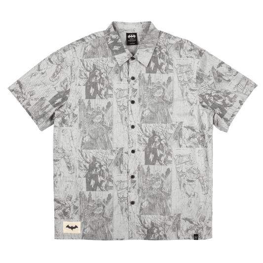 Batman Woven All Over Comic Print Button-Down Shirt