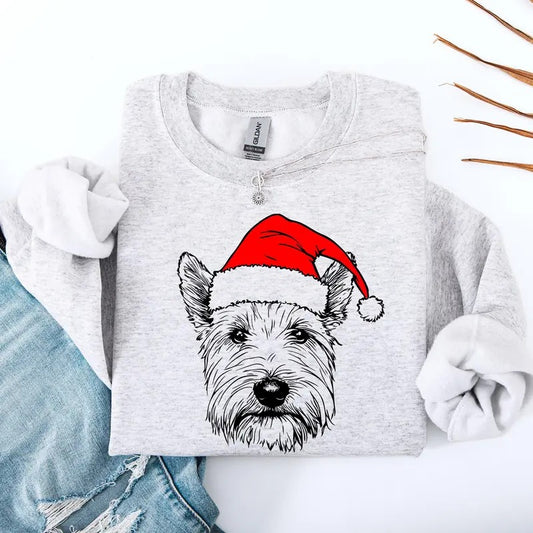 Westie, West Highland White Terrier, Santa, Dog, Christmas, Dog Lover, Pet Sweatshirt, Crew Neck, Women's, Crewneck