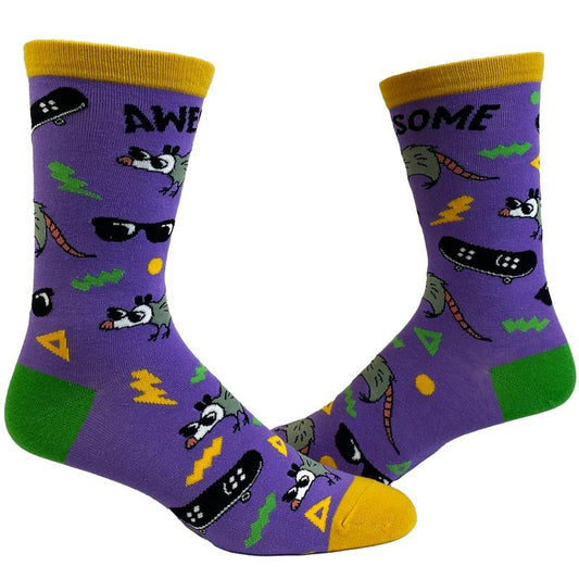 Women's Awesome Oppossum Socks Funny Cool Rad Sunglasses Retro Graphic Novelty Footwear Funny Graphic Socks Comfortable Fitted Spandex Cotton