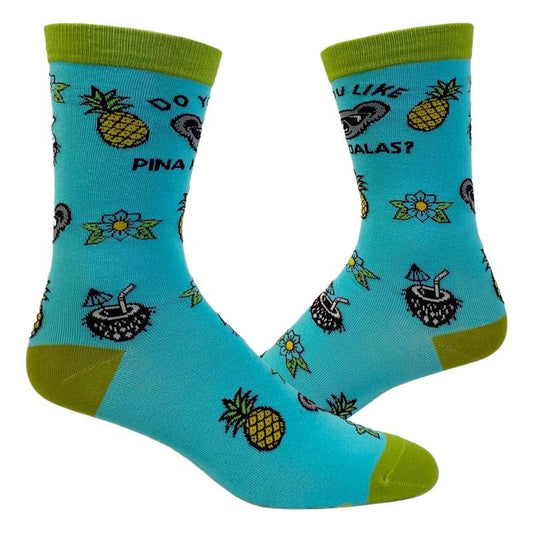 Women's Do You Like Pina Koalas Socks Funny Koala Bear Pineapple Silly Graphic Footwear Funny Graphic Socks Comfortable Fitted Spandex Cotton