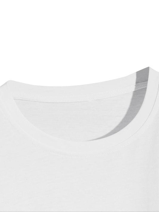 Women's Floral & Letter Print Round Neck Graphic Tee, Vintage Trendy Casual Figure Graphic Short Sleeve T-shirt for Daily Wear, Ladies Summer Outfit, Top