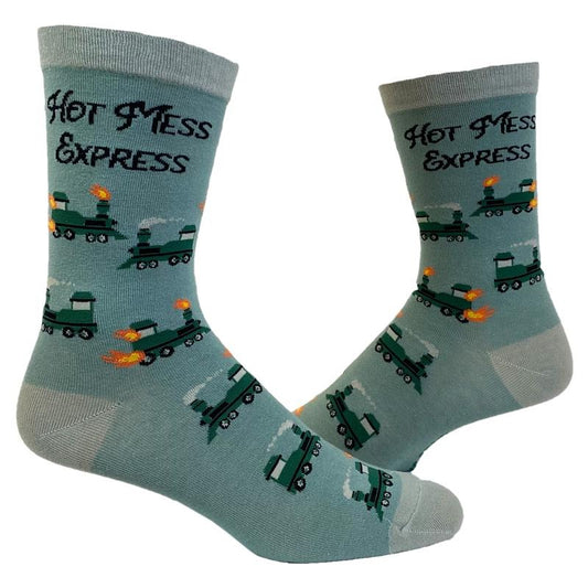 Women's Hot Mess Express Socks Funny Train Hungover Party Sarcastic Graphic Novelty Footwear Funny Graphic Socks Comfortable Fitted Spandex Cotton